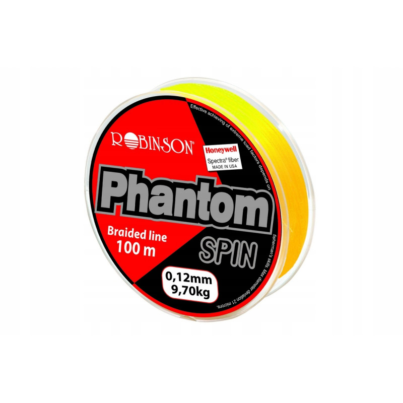 Plecionka Phantom Spin 0,12mm 100m żółta Plecionka Phantom Spin 0,12mm 100m żółta