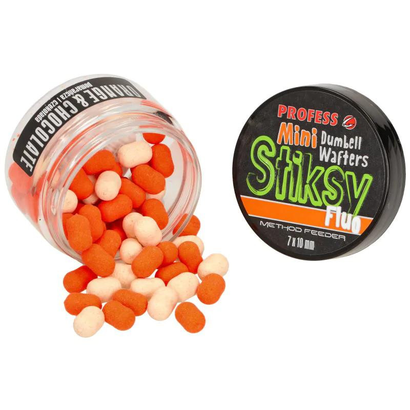 PROFESS DUMBELL WAFTERS STIKSY FLUO 7*10mm POMARAŃCZA/CZEKOLADA PROFESS DUMBELL WAFTERS STIKSY FLUO 7*10mm POMARAŃCZA/CZEKOLADA